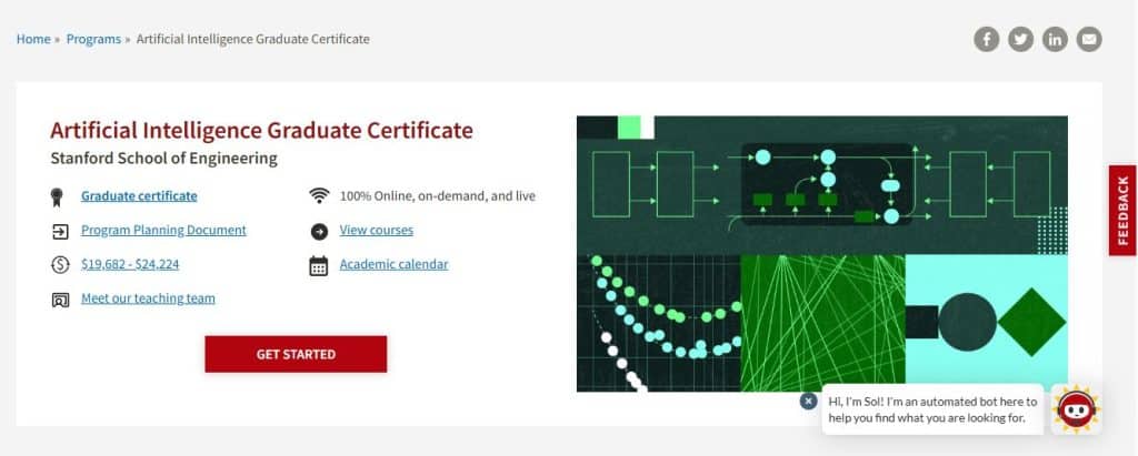 Artificial Intelligence Graduate Certificate by Stanford University School of Engineering