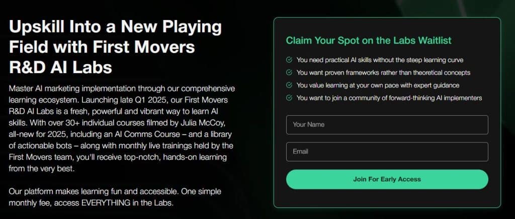 Upskill with First Movers AI Labs.