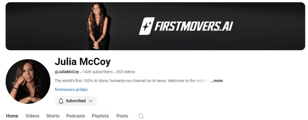 Julia McCoy's YouTube channel.