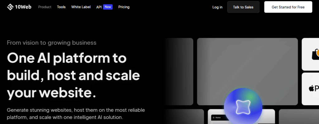 10web AI platform for building websites