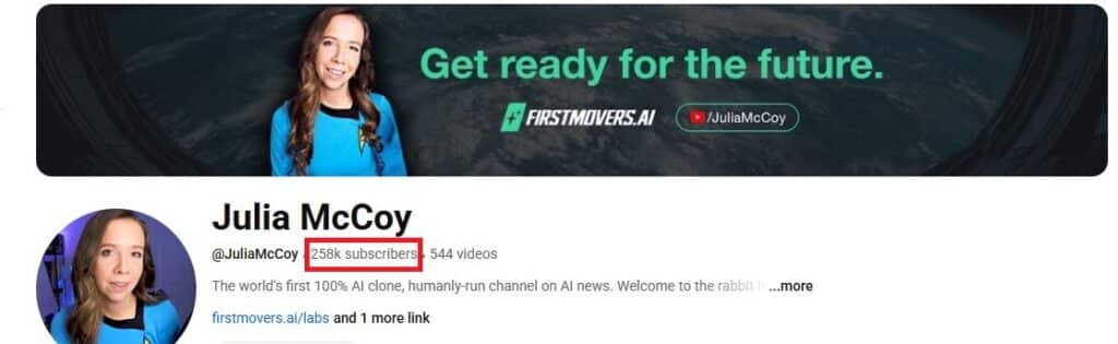 Julia McCoy subscribers on YouTube