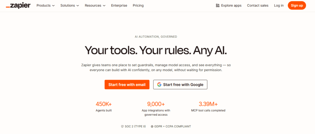 Zapier one of the best AI workflow tools.