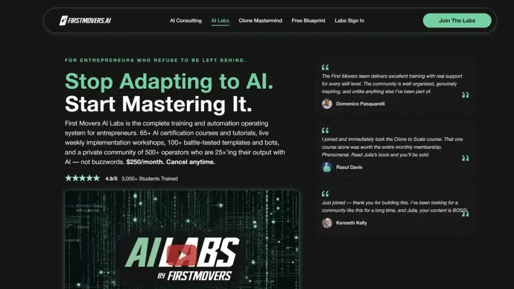 In short, AI Labs is the pick if you want AI running inside your business this month rather than a certificate on your wall.